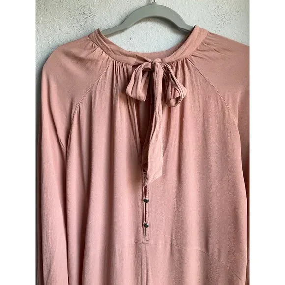 Zara trf womens size Medium maxi dress blush pink bows (see flaws) - Picture 3 of 11